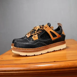 New Design Men Sneakers Genuine Leather Thick Sole Outdoor Street Hiking Sports Shoes Handmade Premium Casual Shoes