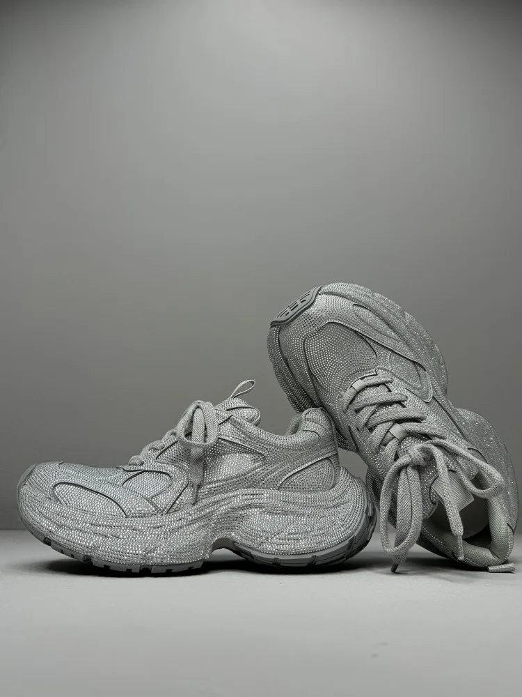 Mens Casual Shoes Genuine Leather Sneakers Design Diamonds Cowhide Lace Up High Heel Round Toe Solid Non Slip Mens Footwear - Image 5