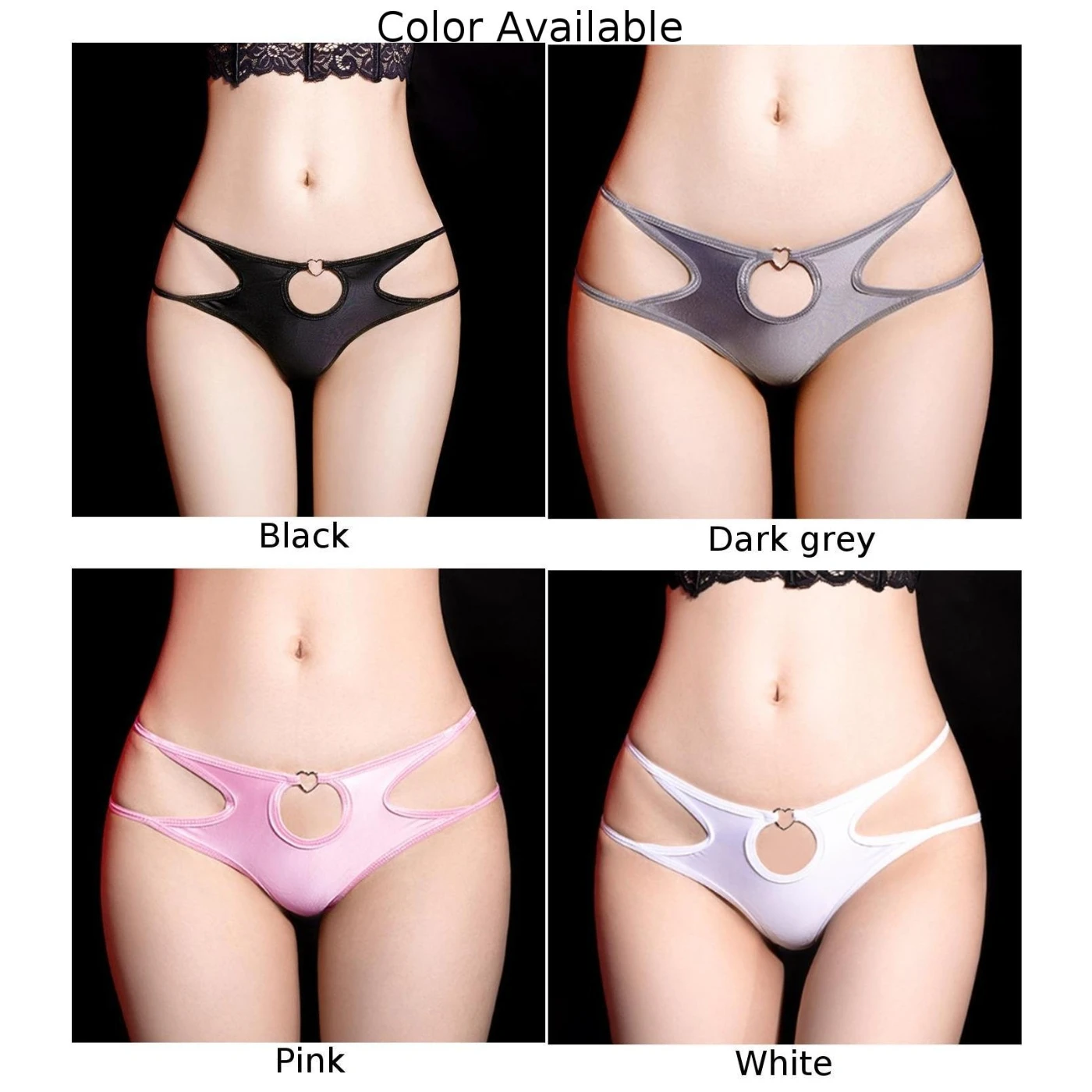 Sexy Glossy Thong Sheer See Through Lingerie for Women Silky Low Waist Underwear in Pink/Black/White/Dark grey - Image 2