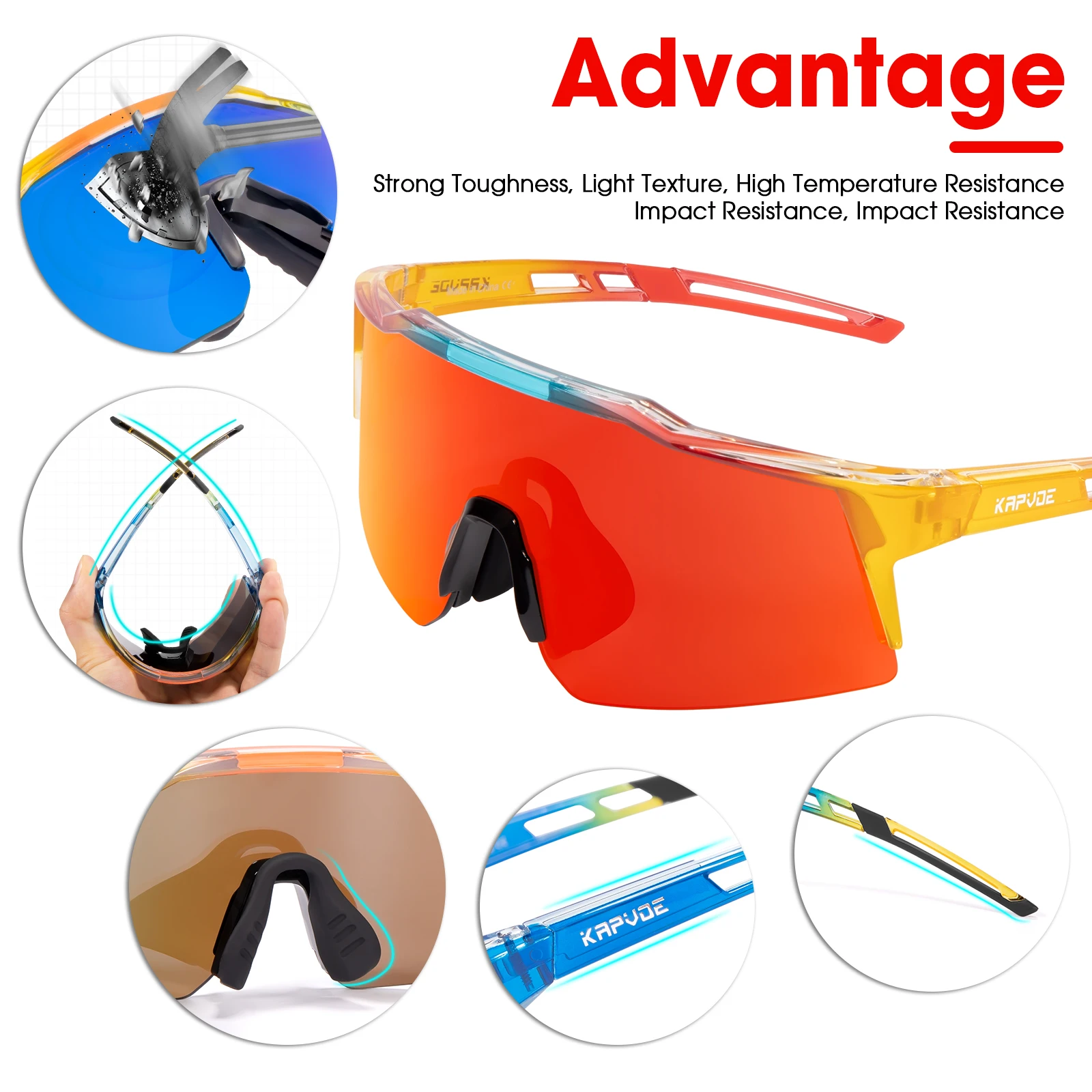 Kapvoe Cycling Sunglasses Child Polarized Sunglases Running Road Fishing Sunglasses Photochromic Sports Glasses Cycling Glasses - Image 6