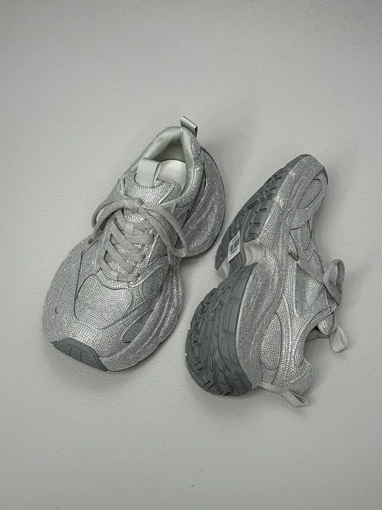 Mens Casual Shoes Genuine Leather Sneakers Design Diamonds Cowhide Lace Up High Heel Round Toe Solid Non Slip Mens Footwear - Image 3