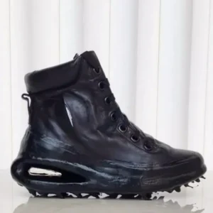 Handmade Boots Men High Top Horsehide Genuine Leather Shoes Gothic Thick Platform Vintage Ankle Boots Casual Lace Up Sneakers