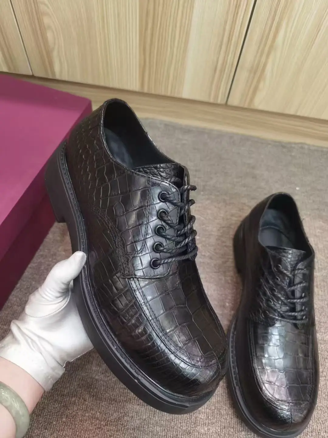 Luxury Crocodile Skin Men's Sneakers 100% Genuine Real Durable Solid Top Quality Shoe Leisure Fashion Men Official Shoe Black - Image 2