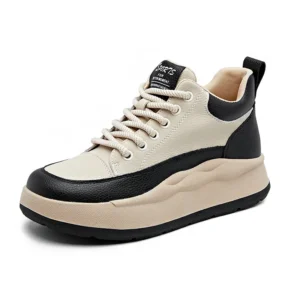 5CM Genuine Leather Platform Wedge High Brand Sneakers Women Shoes Vulcanize Ankle Booties Fashion Flats Vulcanize Shoes