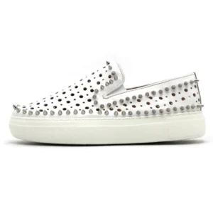 New Classic Rivet Slip on Loafers Casual Platform Shoes Men Genuine Leather Hollow Out Sport Flats Youth Outdoor Sneakers