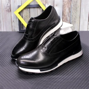 Men's Premium Genuine Leather Shoes Comfortable Casual Men's Shoes Non-Slip Sole Brogue Sneakers Wedding Dating Men's Shoes