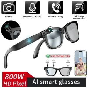 8MP Camera Glasses 1080P Video Recording Glasses Call Noise Reduction AI Voice Assistant Smart Glasses Bluetooth Sungasses