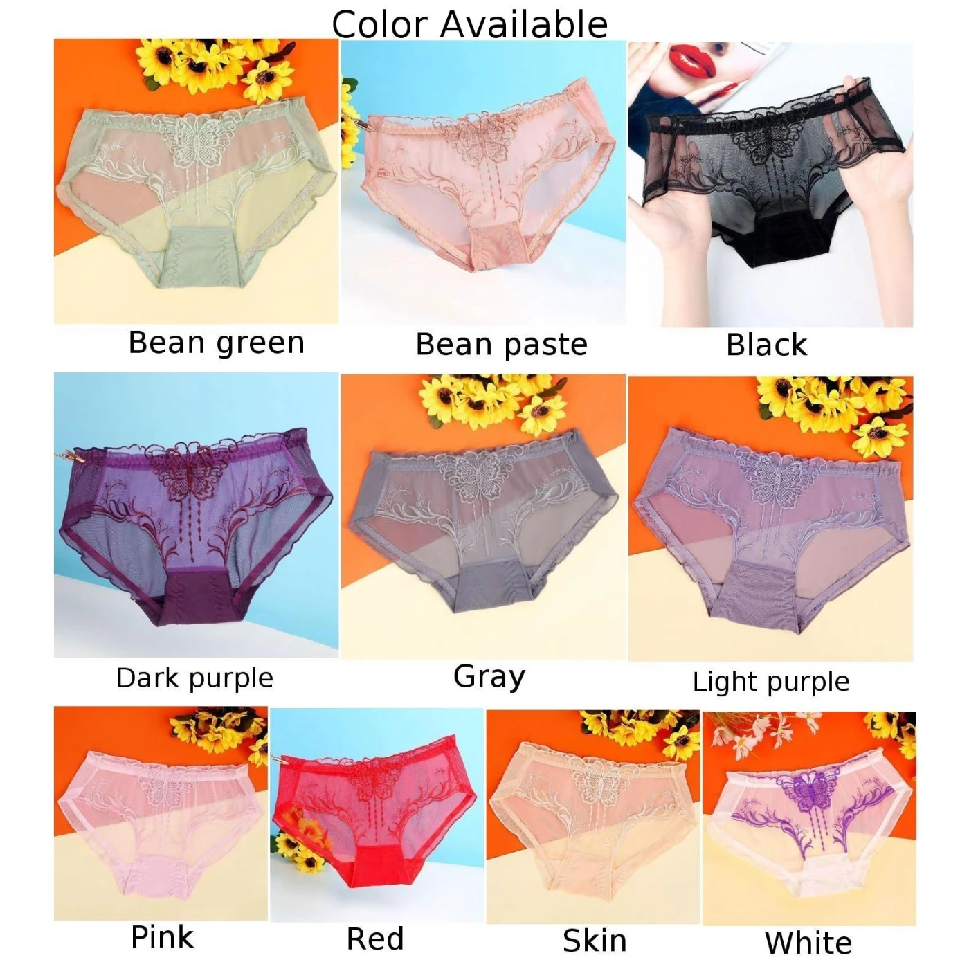 Comfy Women Knicker Brief High Stretch Lace Underwear Lingerie Nylon Regular See-through Sexy Sheer Panties Solid Color - Image 2