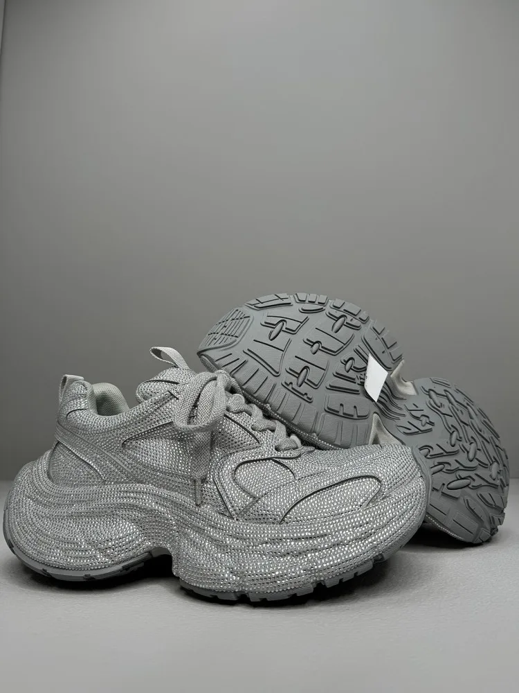 Mens Casual Shoes Genuine Leather Sneakers Design Diamonds Cowhide Lace Up High Heel Round Toe Solid Non Slip Mens Footwear - Image 6