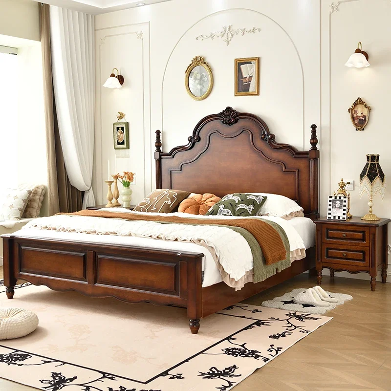 European Unique Bed Castle Design King Size Sex Sun Nordic Simple Bed Luxury Queen Bedroom Wooden Cama Unique Unique Furniture