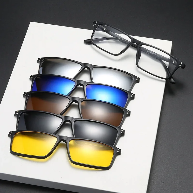 Brez Discoloration Myopia Glasses Frame Magnetic Polarization Clip On Sunglases Women Men Polarized Square Eyewear -0.5 TO -10 - Image 4