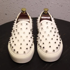 New Luxury Handmade Rivets Fashion Platform Loafers Men Outdoor Sport Casual Shoes Genuine Leather Height Increasing Sneakers