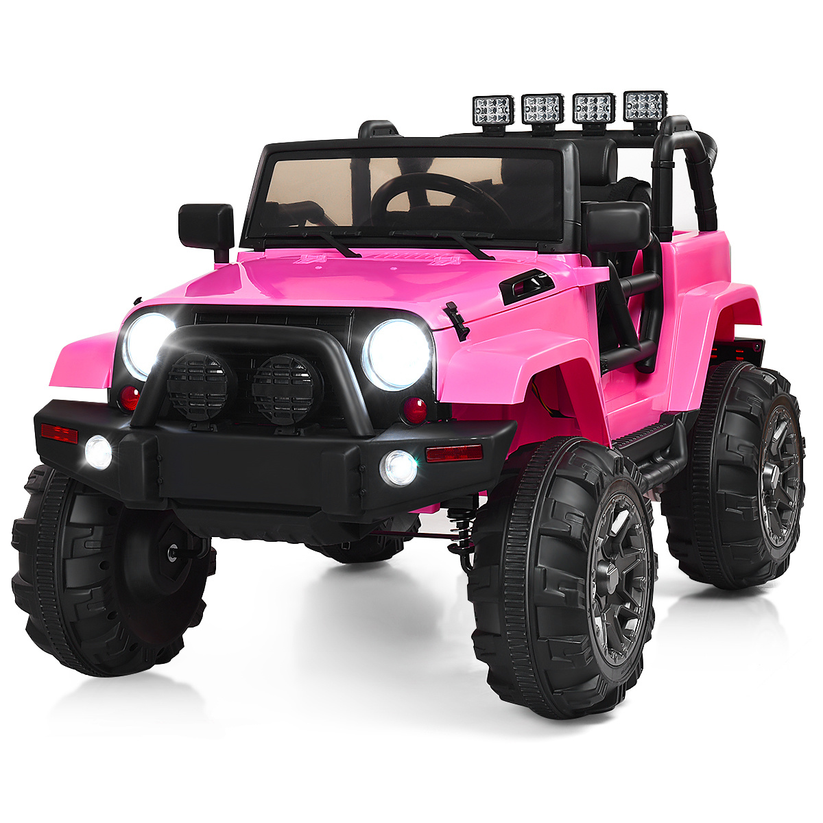COSTWAY 12V Kids Ride On Truck Car w/ Remote MP3 Music LED Light Pink