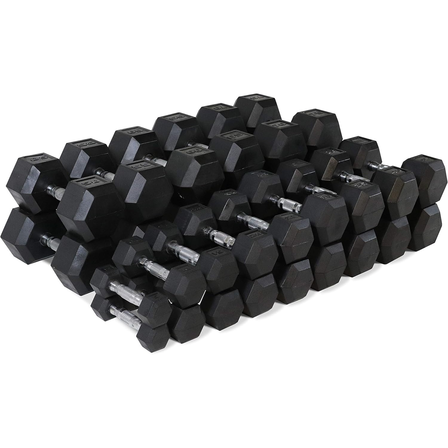 Rubber Coated Hex Dumbbell Set, Multiple Weight & Color Choices Available - Dumbbells with Rack Stand and Mat (550/1200/2100/3000 LB) - Image 18