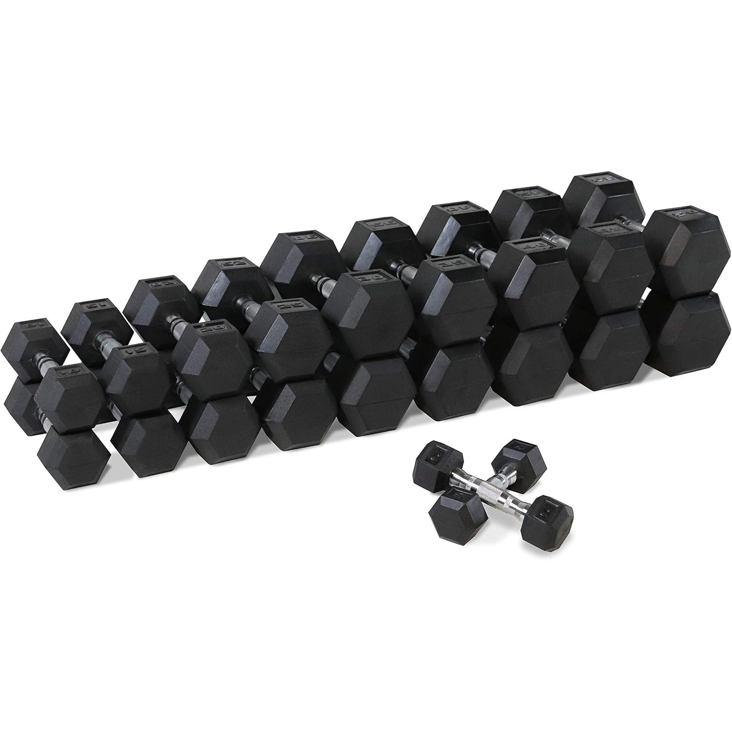 Rubber Coated Hex Dumbbell Set, Multiple Weight & Color Choices Available - Dumbbells with Rack Stand and Mat (550/1200/2100/3000 LB) - Image 15