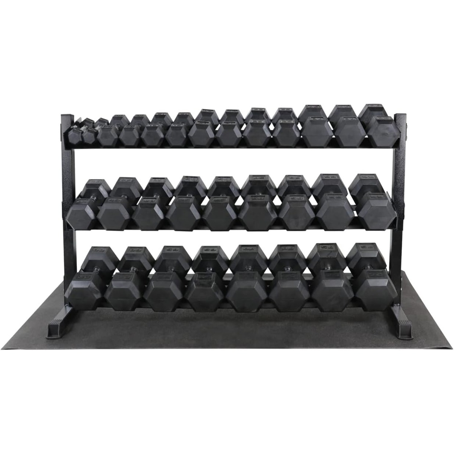 Rubber Coated Hex Dumbbell Set, Multiple Weight & Color Choices Available - Dumbbells with Rack Stand and Mat (550/1200/2100/3000 LB) - Image 17