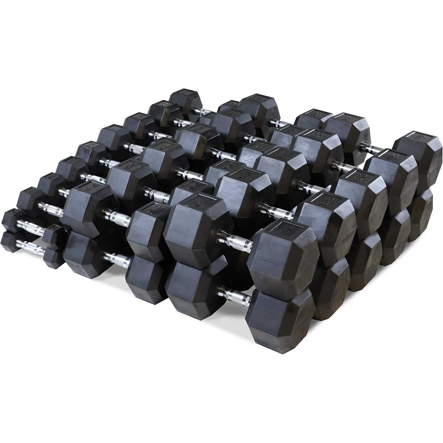 Rubber Coated Hex Dumbbell Set, Multiple Weight & Color Choices Available - Dumbbells with Rack Stand and Mat (550/1200/2100/3000 LB) - Image 21