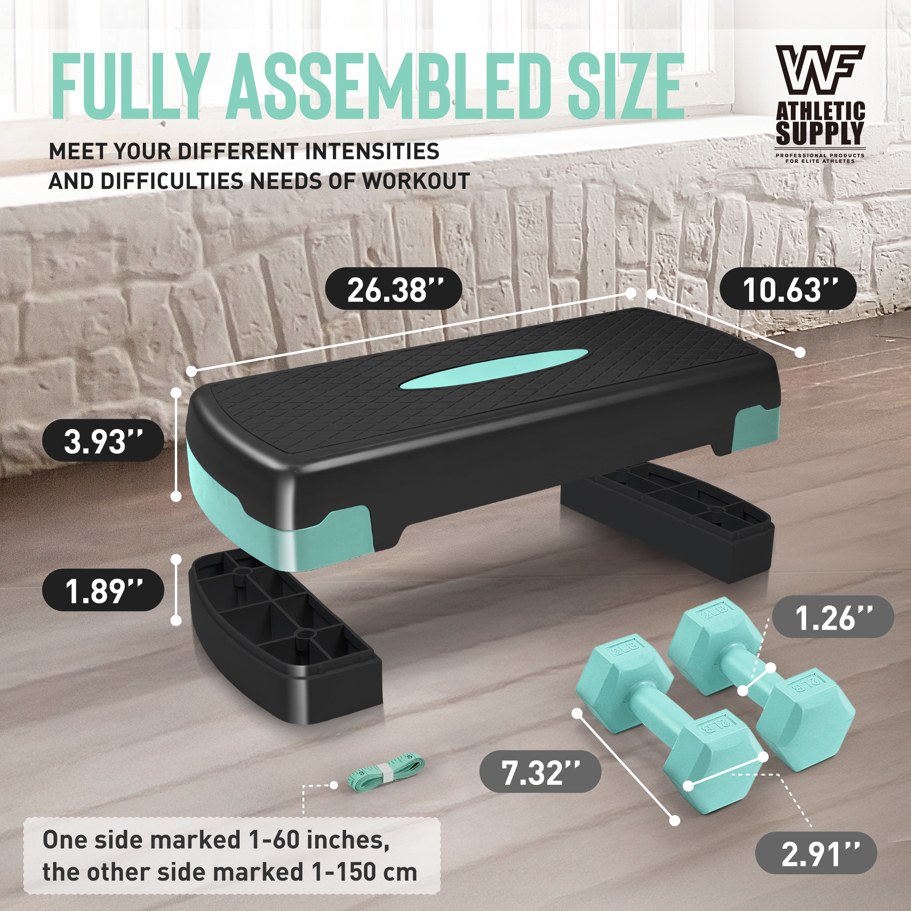 Aerobic Stepper Set with Dumbbells & Measuring Tape, Adjustable Height 2 Level Risers Workout Exercise Step Platform, 3 Colors, the Ultimate Gift for a Joyful Holiday and Merry Christmas - Image 12