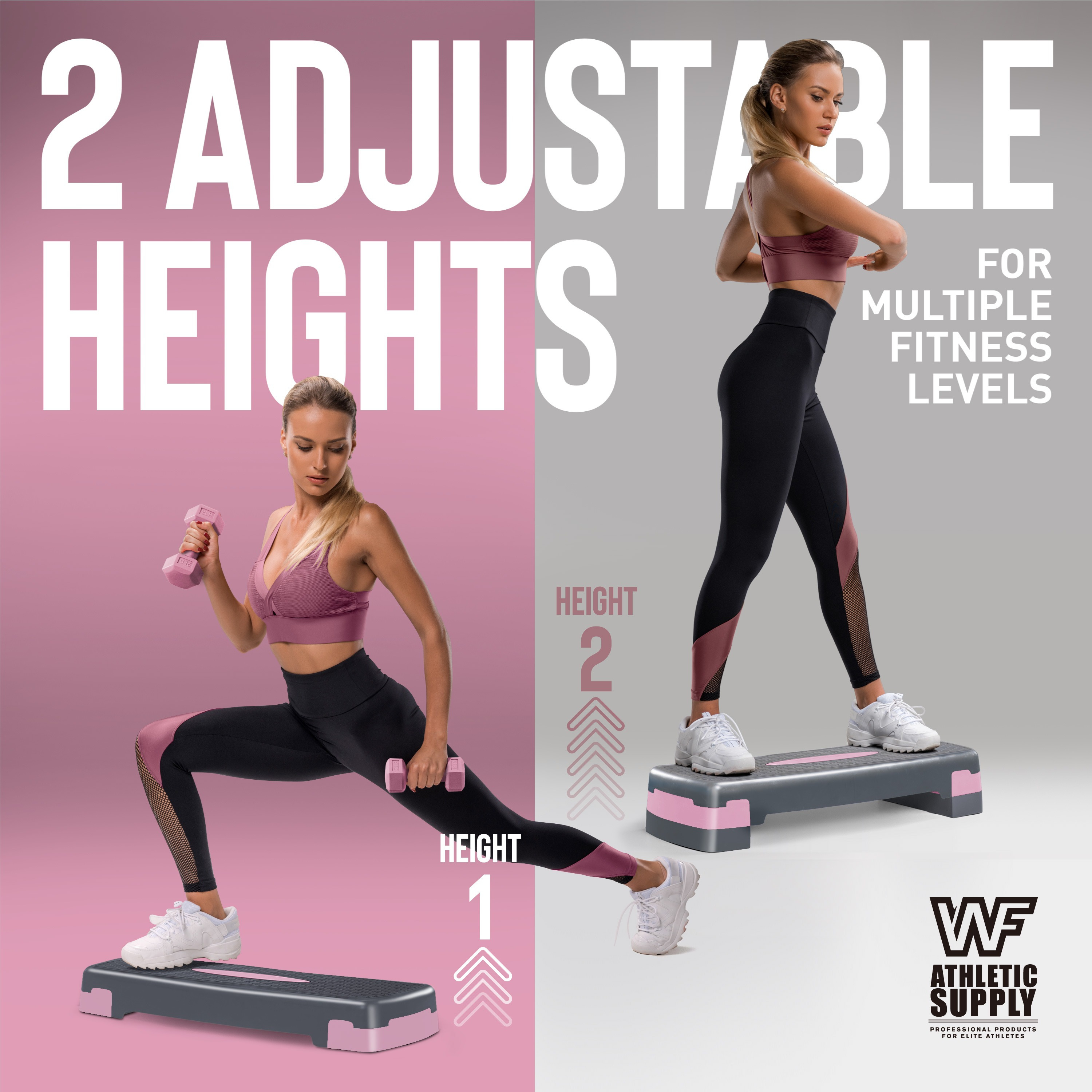 Aerobic Stepper Set with Dumbbells & Measuring Tape, Adjustable Height 2 Level Risers Workout Exercise Step Platform, 3 Colors, the Ultimate Gift for a Joyful Holiday and Merry Christmas - Image 6
