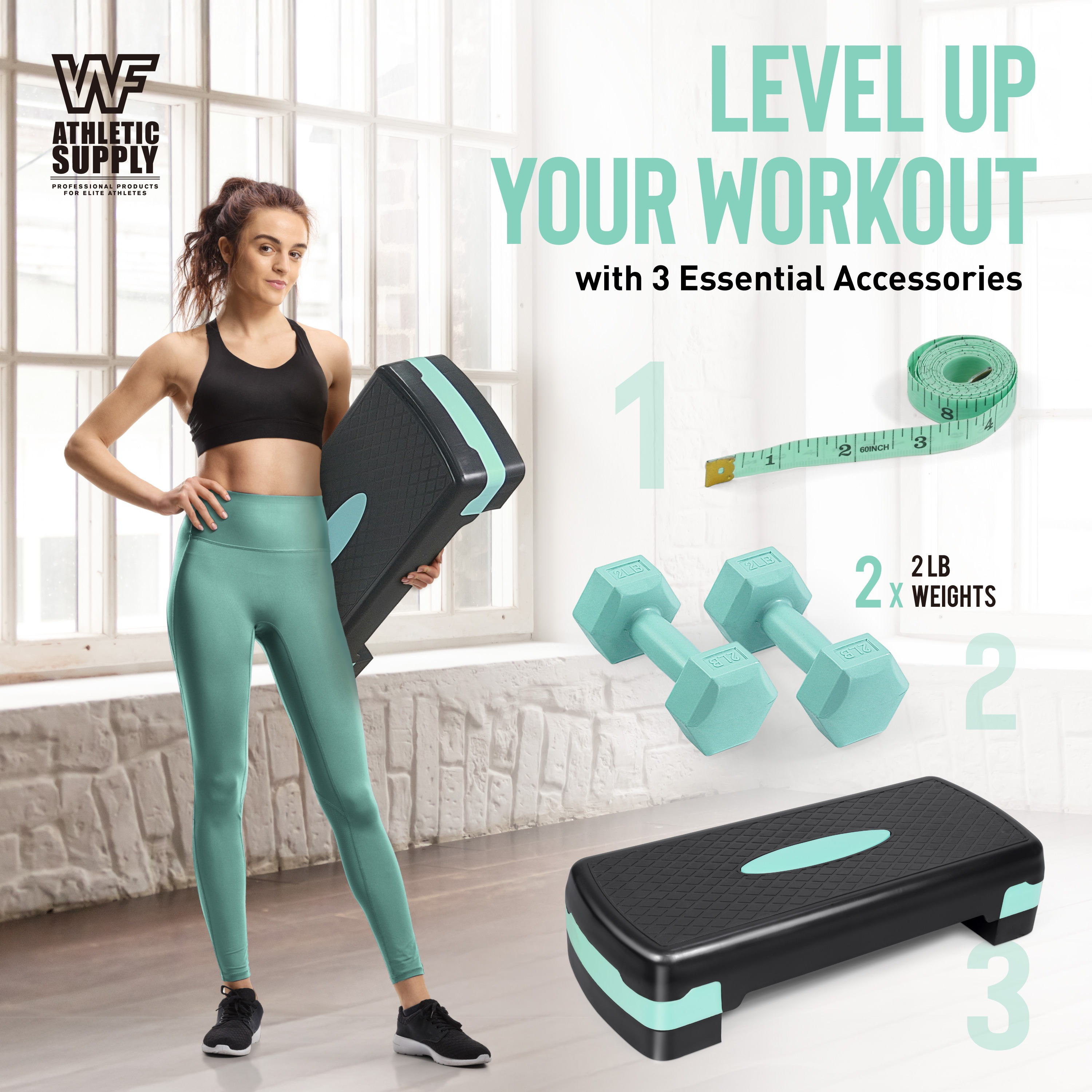 Aerobic Stepper Set with Dumbbells & Measuring Tape, Adjustable Height 2 Level Risers Workout Exercise Step Platform, 3 Colors, the Ultimate Gift for a Joyful Holiday and Merry Christmas - Image 11