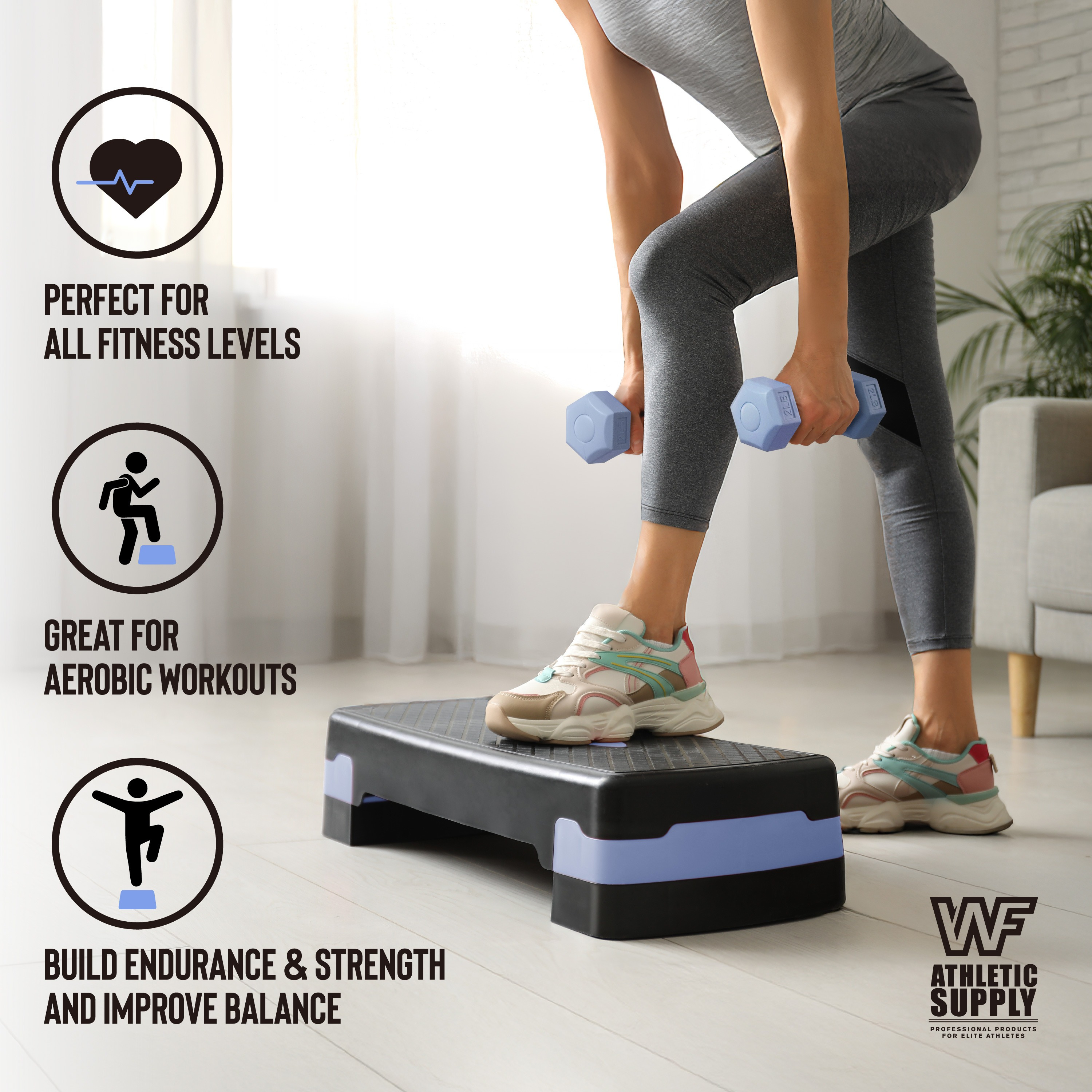 Aerobic Stepper Set with Dumbbells & Measuring Tape, Adjustable Height 2 Level Risers Workout Exercise Step Platform, 3 Colors, the Ultimate Gift for a Joyful Holiday and Merry Christmas - Image 21