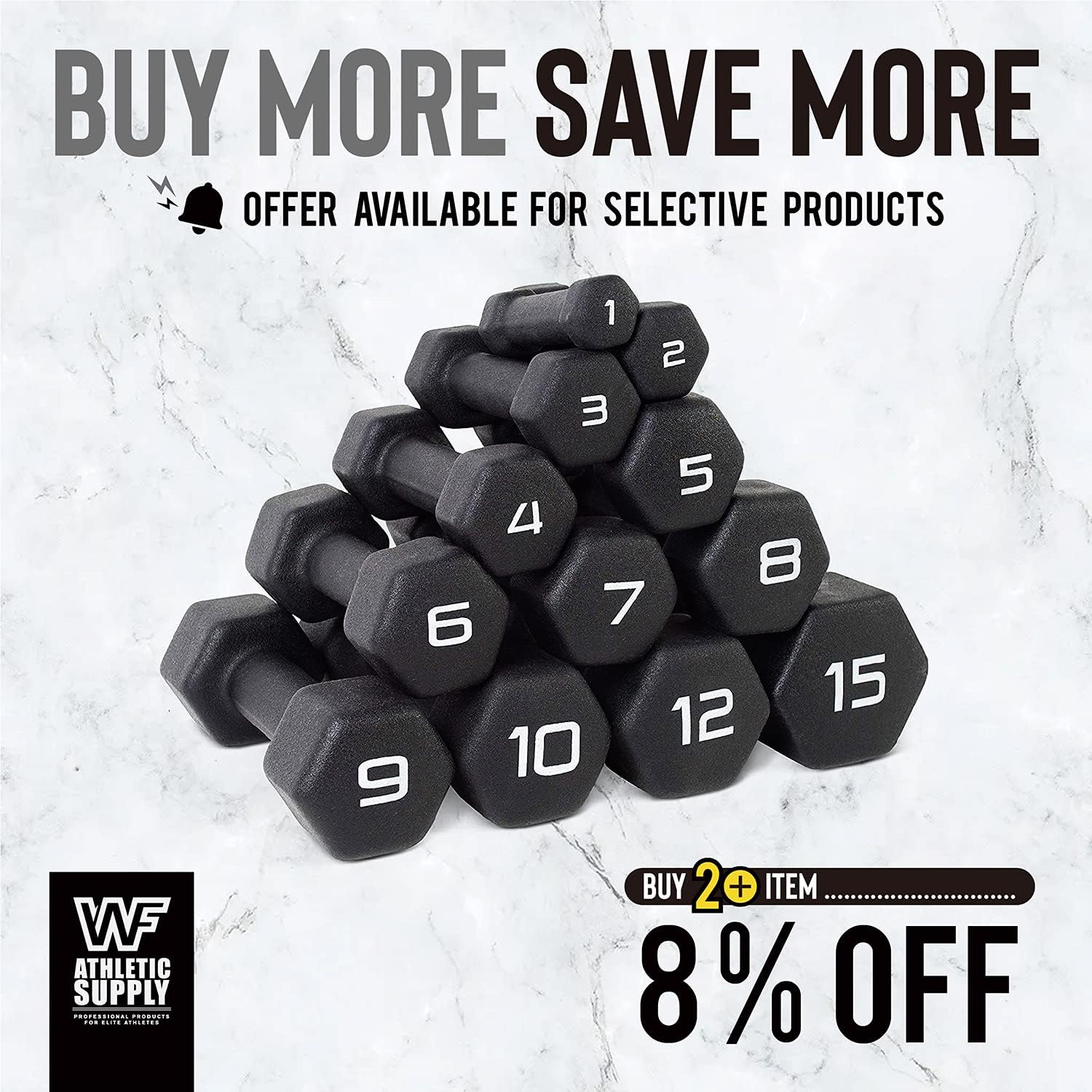 BLACK Neoprene Dumbbells, Non-Slip & Hex Shape, Great for Strength Building, Pe…