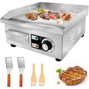 14 "commercial electric grill, radio surface flat-top grill, 110Velectric flat-top grill, non-stick restaurant teppanyaki stainless steel grill, adjustable temperature control