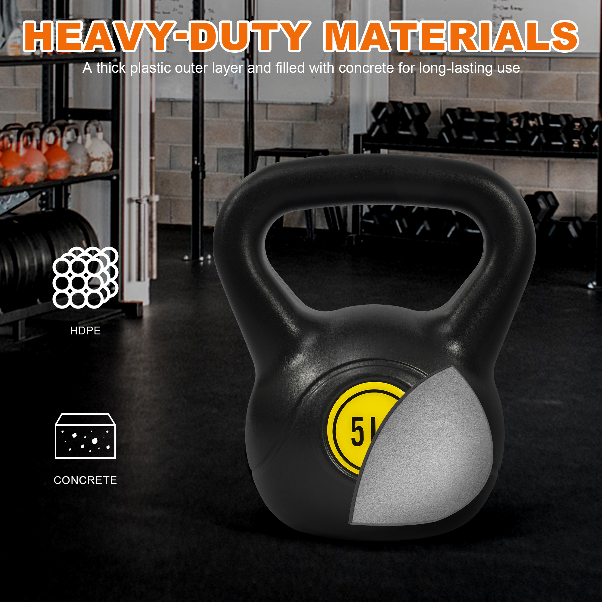 FITVIDS Wide Grip three-piece Kettlebell Exercise Fitness weight sets, consisting of 5 lb., 10 lb., 15 lb., and 20 lb., in sets of 3 or 4 for complete fitness training - Image 6