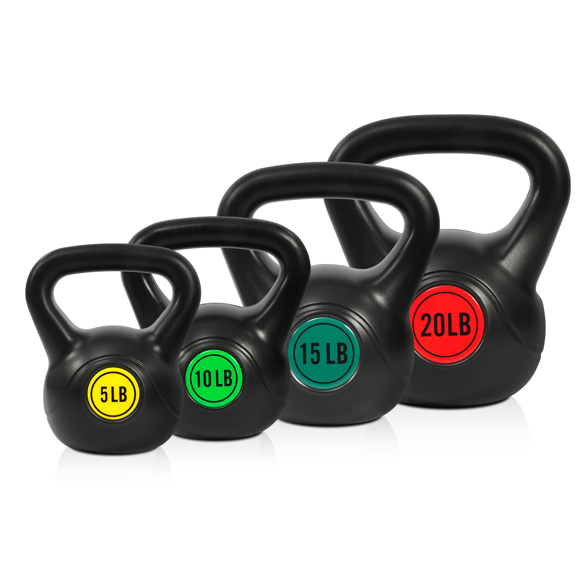 FITVIDS Wide Grip three-piece Kettlebell Exercise Fitness weight sets, consisting of 5 lb., 10 lb., 15 lb., and 20 lb., in sets of 3 or 4 for complete fitness training - Image 7