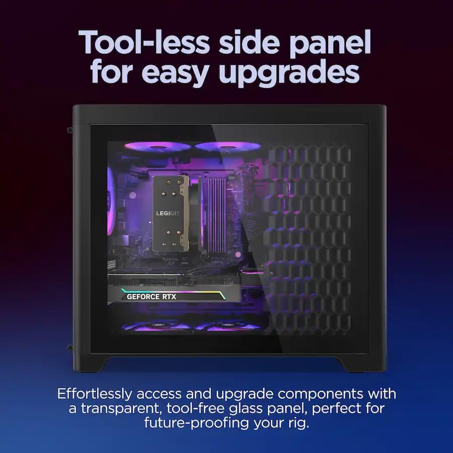 Lenovo Legion Tower 5 Gaming Desktop, AMD Ryzen 7 7800X3D NVIDIA GeForce RTX 5070 12GB GDDR7, 32GB DDR5 5600MT/s, 2TB SSD, 2TB HDD, Whisper-Quiet Legion Cooling, Windows 11 Pro, REDRAGON Accessories - Image 4