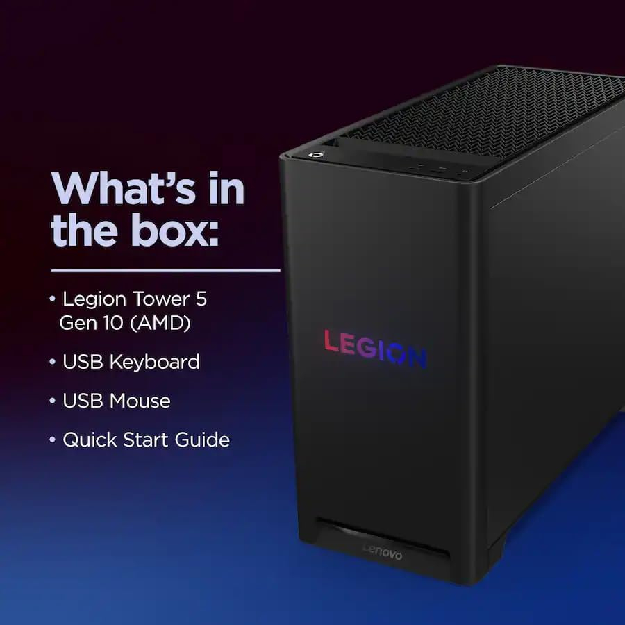 Lenovo Legion Tower 5 Gaming Desktop, AMD Ryzen 7 7800X3D NVIDIA GeForce RTX 5070 12GB GDDR7, 32GB DDR5 5600MT/s, 2TB SSD, 2TB HDD, Whisper-Quiet Legion Cooling, Windows 11 Pro, REDRAGON Accessories - Image 9