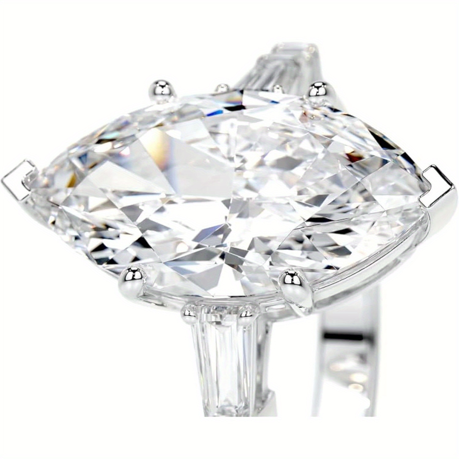 1pc 4.3ct Olive cut Moissante engagement ring Women'S Silvery Moissante Ring Daily life Marriage marriage gifts - Image 4