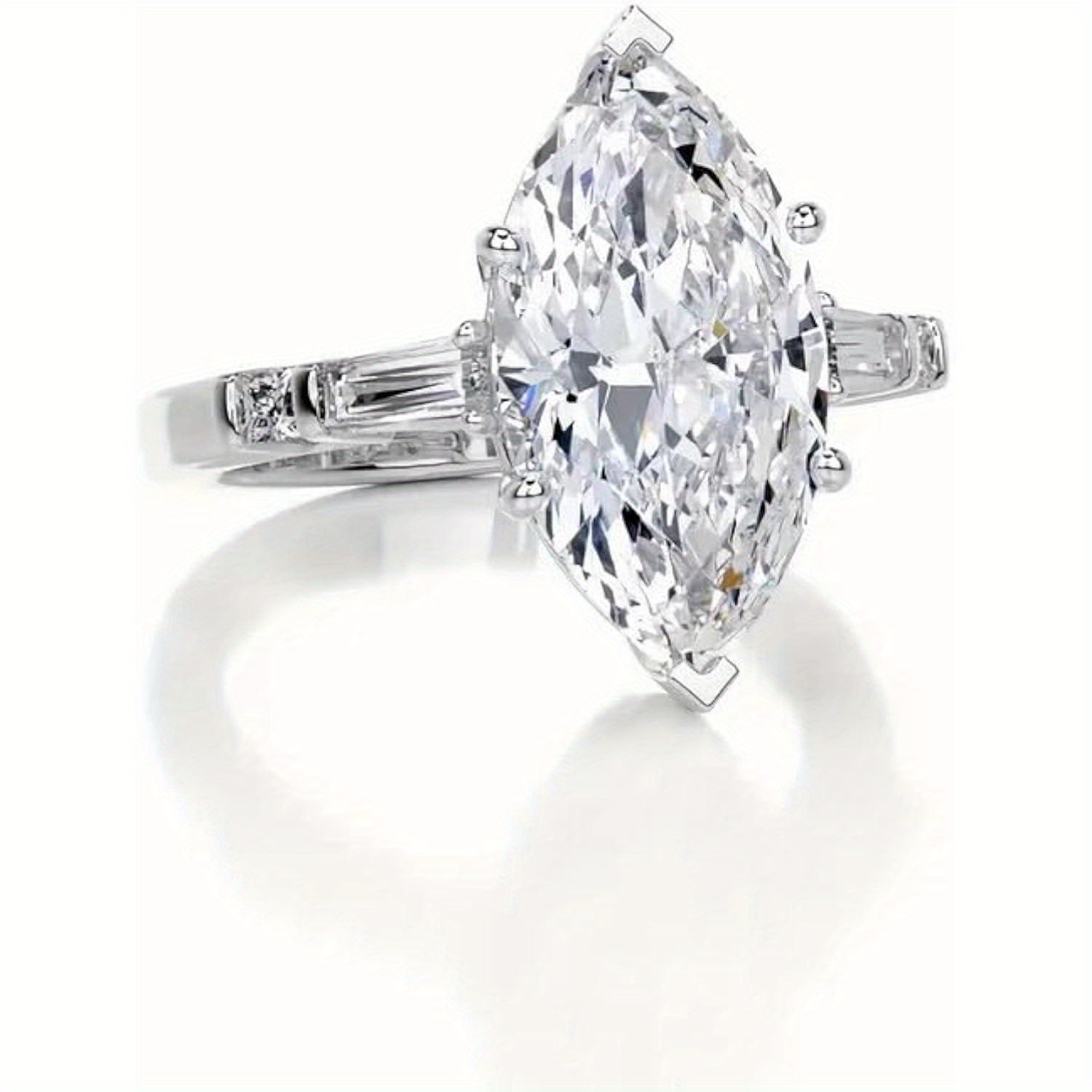 1pc 4.3ct Olive cut Moissante engagement ring Women'S Silvery Moissante Ring Daily life Marriage marriage gifts - Image 9