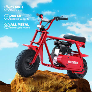 Mini Dirt Bike, Gas Bike with LED Headlight, 99cc 4 Stroke Gas Powered Minibike Up to 25MPH, Pull Start, Weight Support 200lb, MB001 motorcycle,gift ideas