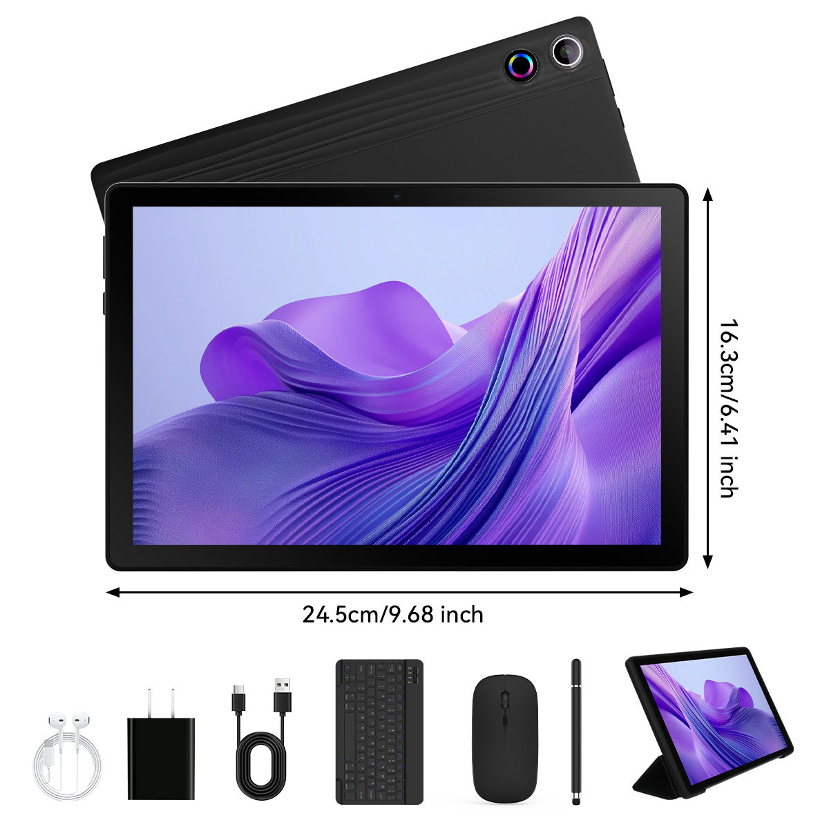 AEEZO Android 14 Tablet with Face Unlock, 10.1 Inch HD Display, Octa-Core Processor, 12GB RAM, 64GB ROM, 1TB Expandable Storage, 5000mAh Battery, 5MP+8MP Cameras, Includes Headphones, Wireless Mouse, Keyboard, Stylus, and Case christmas gifts - Image 6