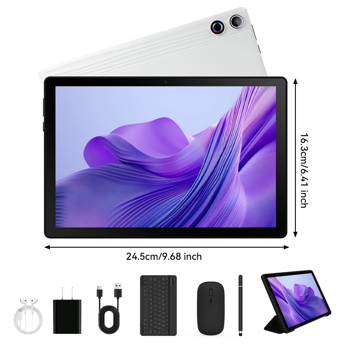 AEEZO Android 14 Tablet with Face Unlock, 10.1 Inch HD Display, Octa-Core Processor, 12GB RAM, 64GB ROM, 1TB Expandable Storage, 5000mAh Battery, 5MP+8MP Cameras, Includes Headphones, Wireless Mouse, Keyboard, Stylus, and Case christmas gifts - Image 11