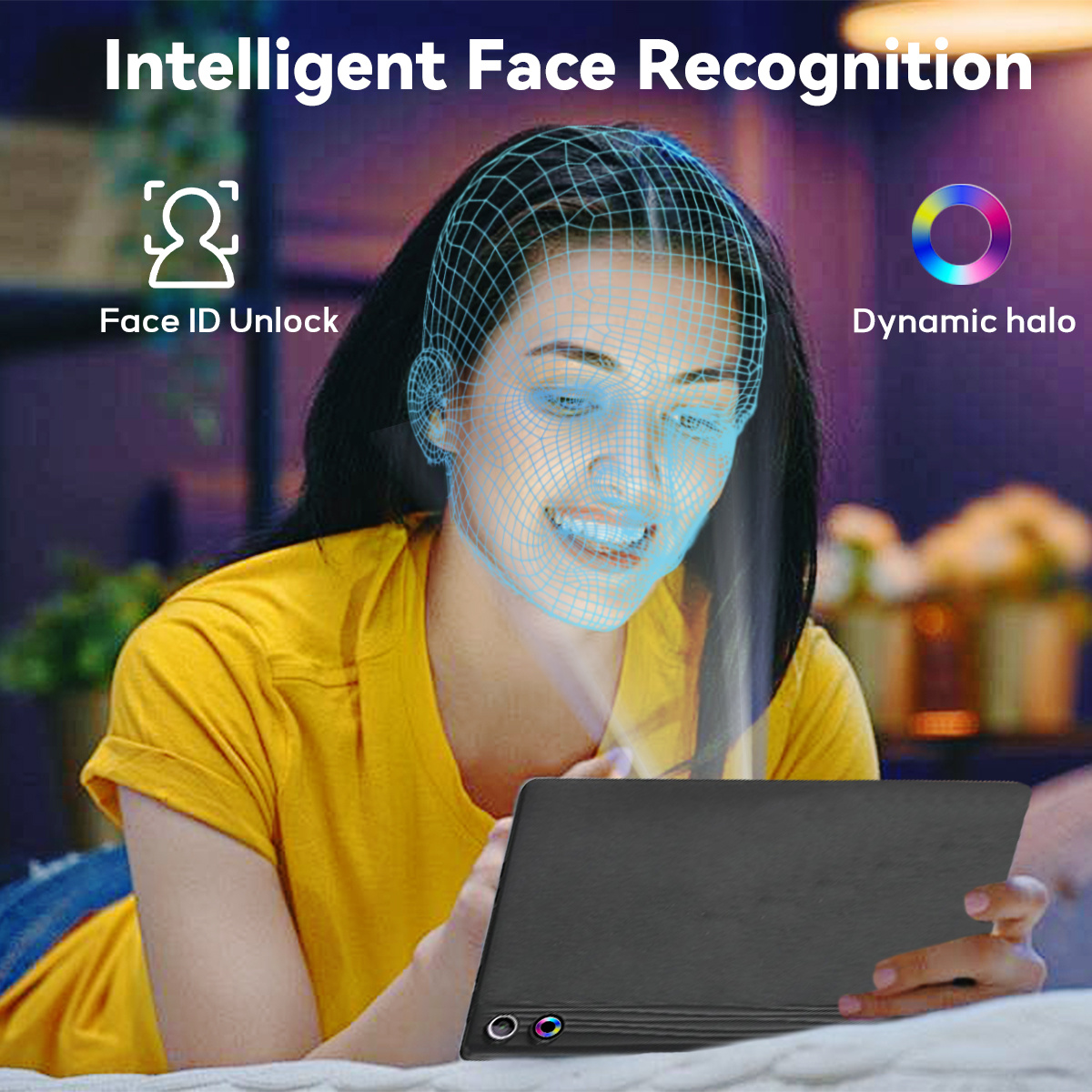 AEEZO Android 14 Tablet with Face Unlock, 10.1 Inch HD Display, Octa-Core Processor, 12GB RAM, 64GB ROM, 1TB Expandable Storage, 5000mAh Battery, 5MP+8MP Cameras, Includes Headphones, Wireless Mouse, Keyboard, Stylus, and Case christmas gifts - Image 5