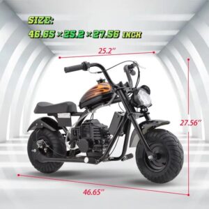 Mini Off-Road Dirt Bike, Model 49 CC 2-Stroke Gas Chopper Bike with Off-Road Tire, Disc Brakes, Led Headlight, Max Load 160Lbs, Max Speed 18Mph