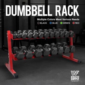 Supply Heavy-Duty Dumbbell Rack Stand, Weight Rack for Home Gym, Weight Holder, Available Sizes for Storage 5-50LB 2-Tier, Black/Red/Blue, RACK ONLY