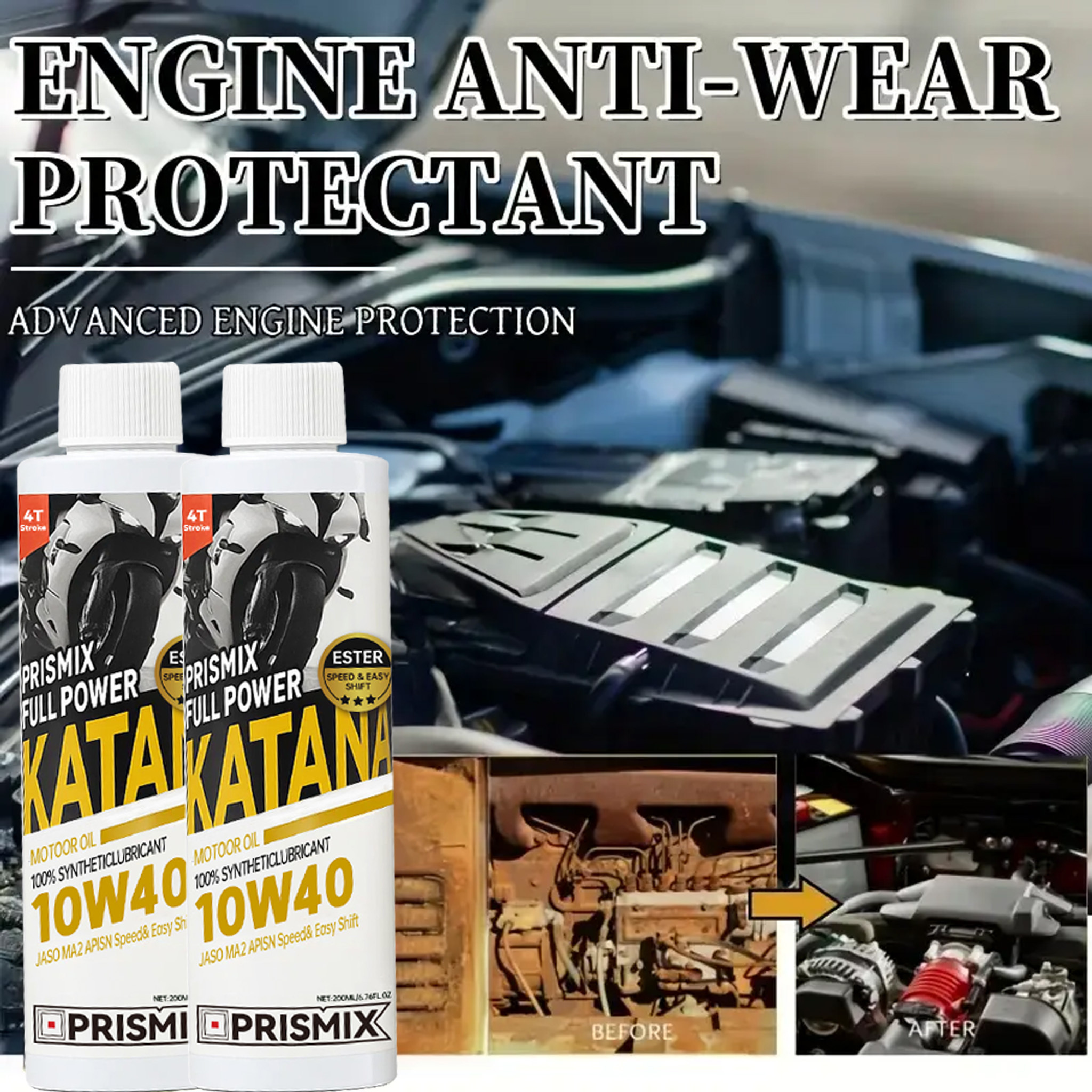 Prismix 6.76 oz*2 / Engine Anti-Wear Protector and Cylinder Repair Additive - Premium formula for noise reduction, friction protection, and crack sealing - Quick-acting, no tools required - Image 6