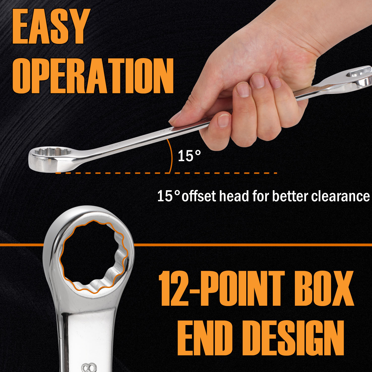 22-Piece Combination Wrench Set, SAE & Metric Chrome Vanadium Steel Spanners with Quick-Access Organizer Rack for Tight Spots, Home, Auto & Mechanical Repairs,Christmas Sale Gift Ideas - Image 3