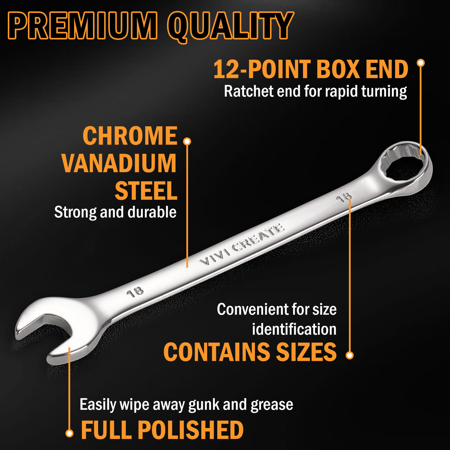 22-Piece Combination Wrench Set, SAE & Metric Chrome Vanadium Steel Spanners with Quick-Access Organizer Rack for Tight Spots, Home, Auto & Mechanical Repairs,Christmas Sale Gift Ideas - Image 2