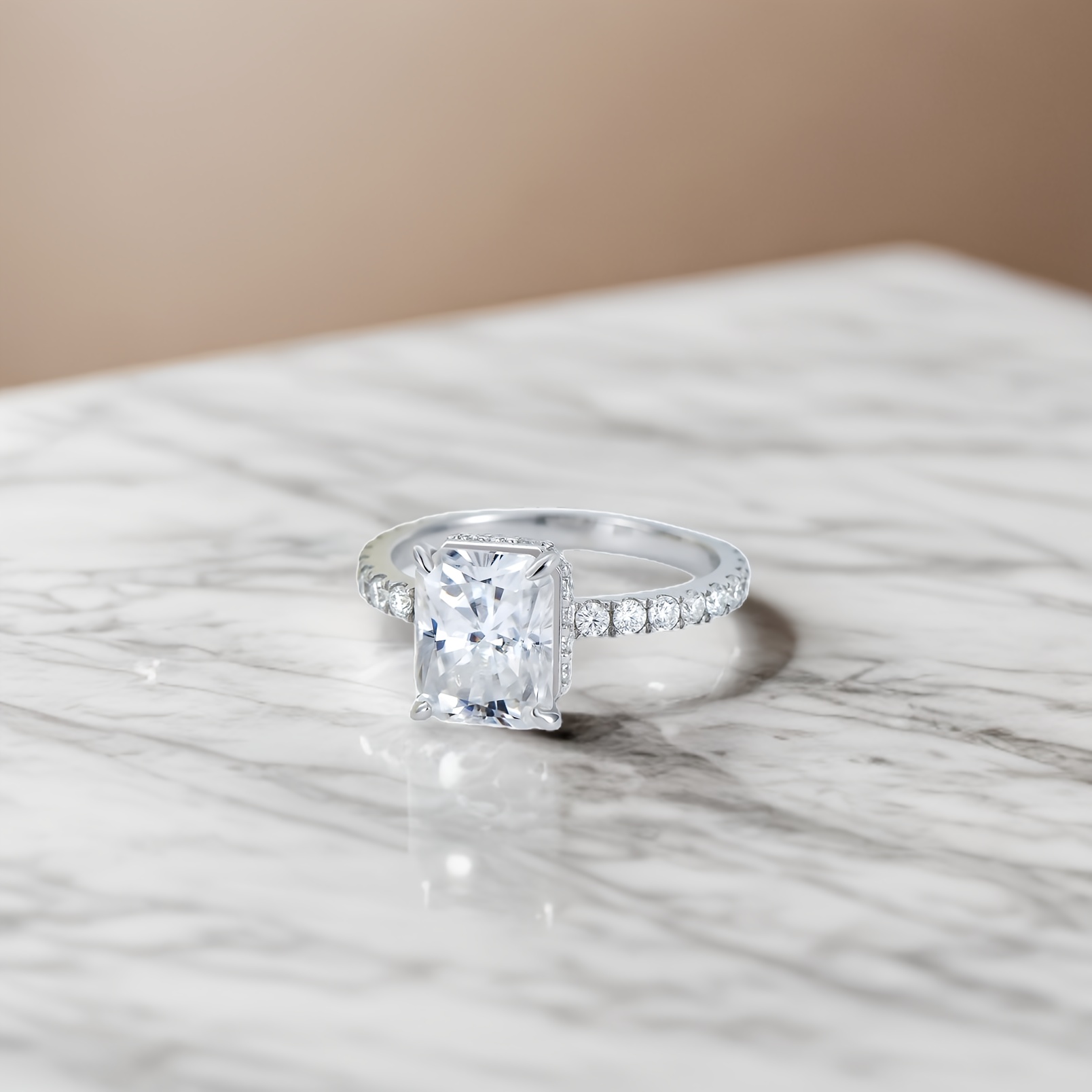 3CT Moissanite Engagement Rings D Color VVS1 Clarity Square Moissanite Rings for Women Girlfriend on Engagement Wedding Promise Anniversary - Image 4