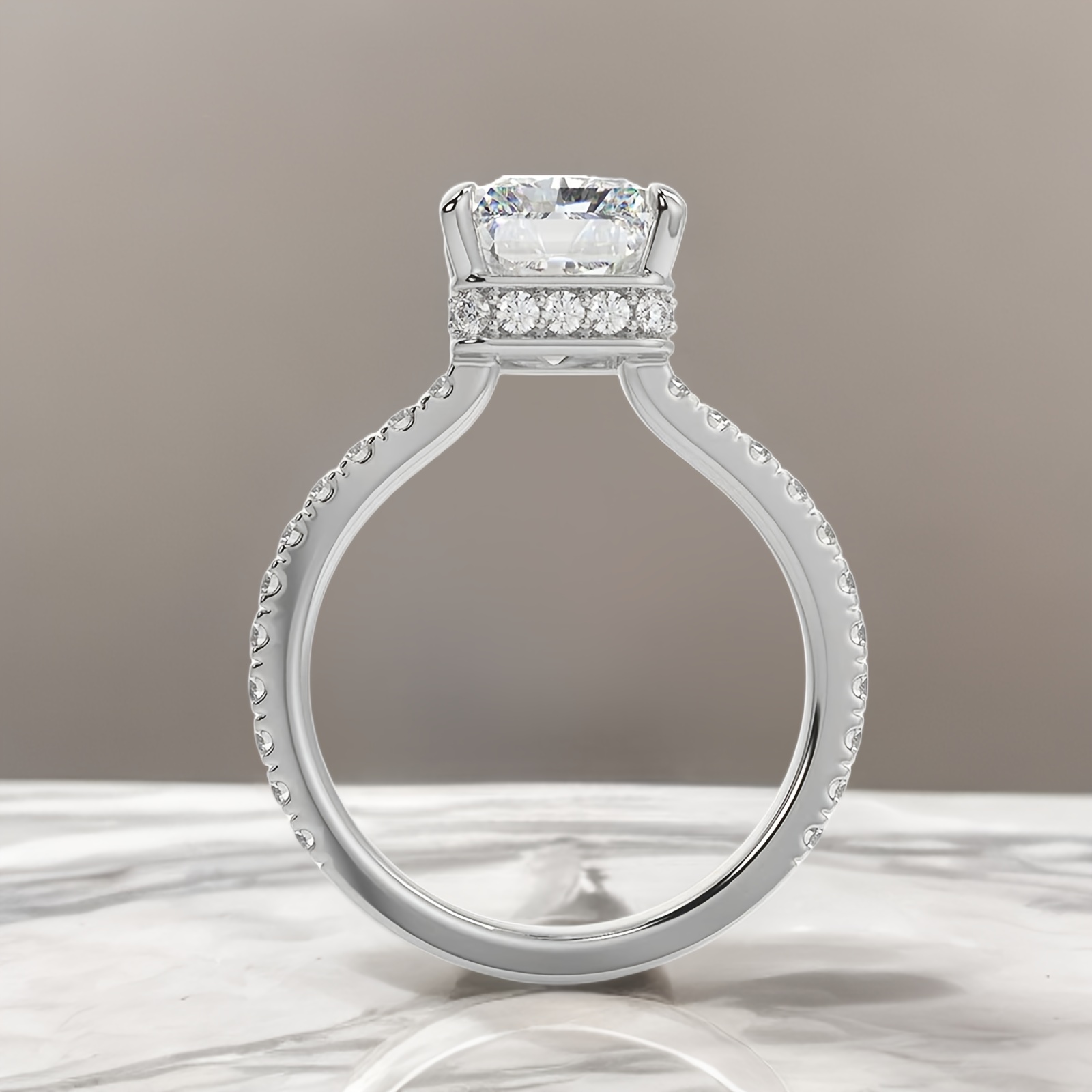 3CT Moissanite Engagement Rings D Color VVS1 Clarity Square Moissanite Rings for Women Girlfriend on Engagement Wedding Promise Anniversary - Image 3