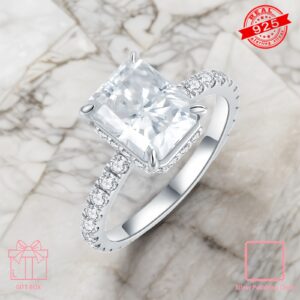 3CT Moissanite Engagement Rings D Color VVS1 Clarity Square Moissanite Rings for Women Girlfriend on Engagement Wedding Promise Anniversary