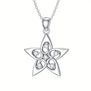 Diamond Star Necklace for Women 925 Sterling Silver Star Pendant with Lab Grown Diamonds Jewelry Gifts for Her
