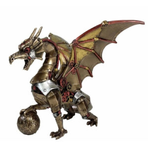 7" Steampunk Dragon Holding Orb Gothic Fantasy Statue Sculpture Bronze Finish – Dragon Figurine, Fantasy Decor, Mythical Creature, Medieval Dragon, Magic Figurine, Dragon Sculpture, Gothic Home Decor, Home Decoration, Office Desk Accent, Living Room Shelf, Bedroom Decor, Study Shelf, Game Room Display, Mantelpiece, Gift for Dragon Lovers, Halloween, Thanksgiving, Christmas, Holiday Decor, Bestseller, Trending, Top Rated, Must-Have, Popular Gift, Limited Stock, Fast Shipping