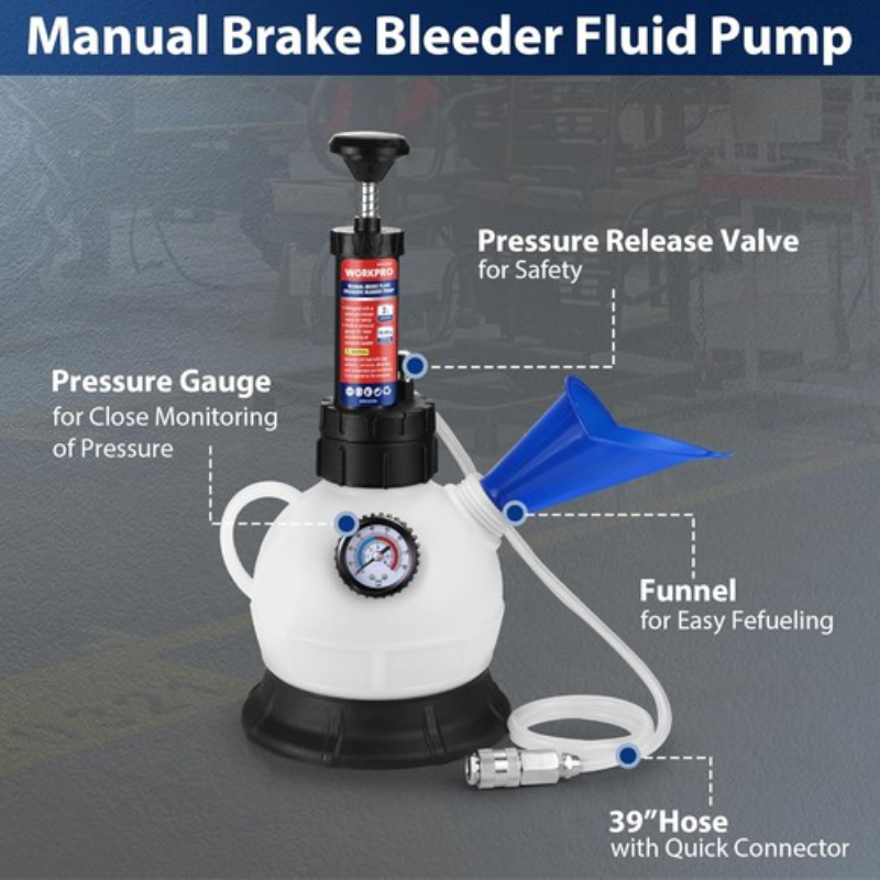 2L Manual Brake Bleeder Kit One Person Brake Fluid Change System with Vacuum Pump Large Capacity Bleeding Tools for Cars Trucks Motorcycles Clutch Service Fast Refilling Easy Operation Organized Workspace - Image 3