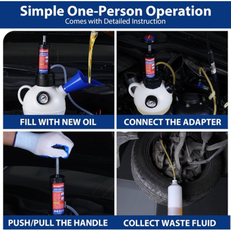 2L Manual Brake Bleeder Kit One Person Brake Fluid Change System with Vacuum Pump Large Capacity Bleeding Tools for Cars Trucks Motorcycles Clutch Service Fast Refilling Easy Operation Organized Workspace - Image 5