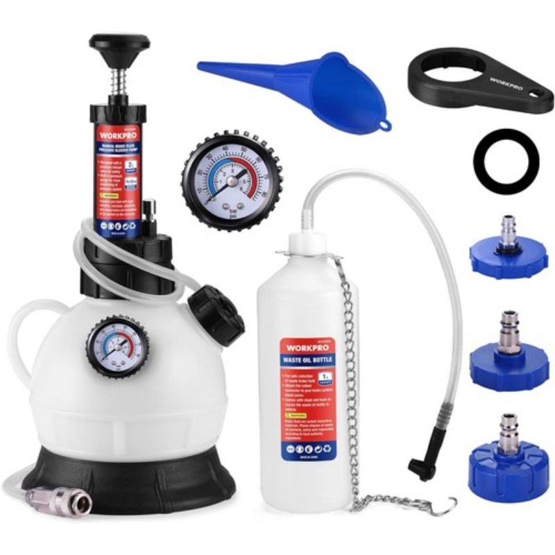2L Manual Brake Bleeder Kit One Person Brake Fluid Change System with Vacuum Pump Large Capacity Bleeding Tools for Cars Trucks Motorcycles Clutch Service Fast Refilling Easy Operation Organized Workspace - Image 2